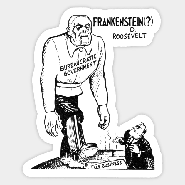 1935 Franklin D. Roosevelt's Big Government Monster Sticker by historicimage